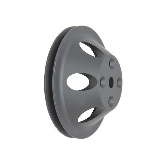 TSP_Chevy_Small_Block_Long_Water_Pump_Single-Groove_V-Belt_Pulley_Black_Aluminum_SP8854