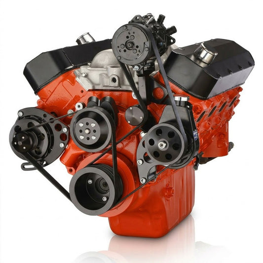Chevy Big Block Gen. VI Serpentine Conversion Kit - AC, Alternator & Power Steering, Long Water Pump - Black